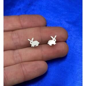 Sterling Silver Bunny Post Earrings, Silver Small Bunny Post Earrings